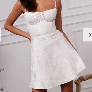 V. Chapman Gianna - Elegant White Dress with Pearl Accents